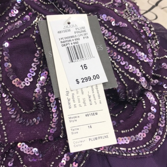 J Kara Embellished A-Line Gown and Scarf - Picture 6 of 9